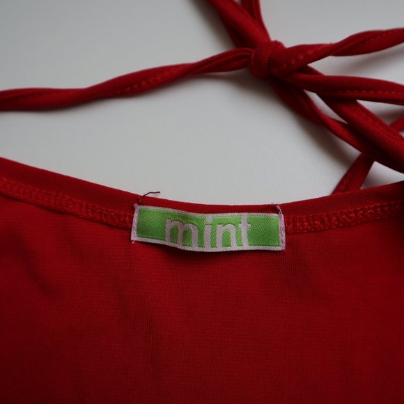 Red Mesh See-Through Sleeveless Petite Blouse - Picture 8 of 8